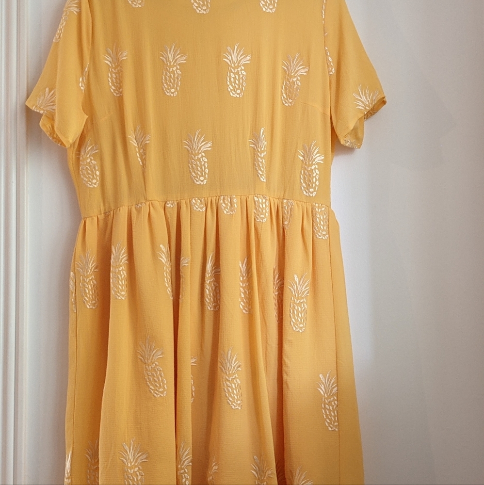 Pepaloves yellow embroidered pineapple dress
